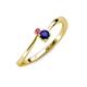 3 - Lucie 4.10 mm Bold Round Pink Tourmaline and Blue Sapphire 2 Stone Promise Ring 