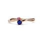 1 - Lucie 4.10 mm Bold Round Pink Tourmaline and Blue Sapphire 2 Stone Promise Ring 