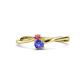 1 - Lucie 4.10 mm Bold Round Pink Tourmaline and Tanzanite 2 Stone Promise Ring 