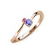 3 - Lucie 4.10 mm Bold Round Pink Tourmaline and Tanzanite 2 Stone Promise Ring 