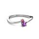 2 - Lucie 4.10 mm Bold Round Pink Tourmaline and Amethyst 2 Stone Promise Ring 