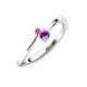 3 - Lucie 4.10 mm Bold Round Pink Tourmaline and Amethyst 2 Stone Promise Ring 