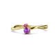 1 - Lucie 4.10 mm Bold Round Pink Tourmaline and Amethyst 2 Stone Promise Ring 