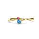 1 - Lucie 4.10 mm Bold Round Pink Tourmaline and Blue Topaz 2 Stone Promise Ring 