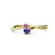 1 - Lucie 4.10 mm Bold Round Pink Tourmaline and Iolite 2 Stone Promise Ring 