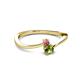 2 - Lucie 4.10 mm Bold Round Pink Tourmaline and Peridot 2 Stone Promise Ring 