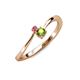 3 - Lucie 4.10 mm Bold Round Pink Tourmaline and Peridot 2 Stone Promise Ring 