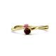 1 - Lucie 4.10 mm Bold Round Pink Tourmaline and Red Garnet 2 Stone Promise Ring 