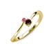 3 - Lucie 4.10 mm Bold Round Pink Tourmaline and Red Garnet 2 Stone Promise Ring 