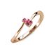 3 - Lucie 4.10 mm Bold Round Pink Tourmaline and Rhodolite Garnet 2 Stone Promise Ring 