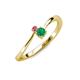 3 - Lucie 4.10 mm Bold Round Pink Tourmaline and Emerald 2 Stone Promise Ring 