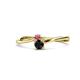 1 - Lucie 4.10 mm Bold Round Pink Tourmaline and Black Diamond 2 Stone Promise Ring 
