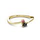 2 - Lucie 4.10 mm Bold Round Pink Tourmaline and Black Diamond 2 Stone Promise Ring 