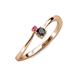 3 - Lucie 4.10 mm Bold Round Pink Tourmaline and Black Diamond 2 Stone Promise Ring 