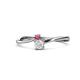 1 - Lucie 4.10 mm Bold Round Pink Tourmaline and White Sapphire 2 Stone Promise Ring 