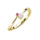 3 - Lucie 4.10 mm Bold Round Pink Tourmaline and White Sapphire 2 Stone Promise Ring 