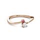 2 - Lucie 4.10 mm Bold Round Pink Tourmaline and White Sapphire 2 Stone Promise Ring 