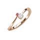 3 - Lucie 4.10 mm Bold Round Pink Tourmaline and White Sapphire 2 Stone Promise Ring 