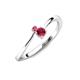 3 - Lucie 4.10 mm Bold Round Pink Tourmaline and Ruby 2 Stone Promise Ring 