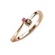3 - Lucie 4.10 mm Bold Round Pink Tourmaline and Smoky Quartz 2 Stone Promise Ring 