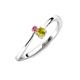 3 - Lucie 4.10 mm Bold Round Pink Tourmaline and Yellow Diamond 2 Stone Promise Ring 
