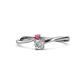 1 - Lucie 4.10 mm Bold Round Pink Tourmaline and Lab Grown Diamond 2 Stone Promise Ring 