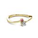 2 - Lucie 4.10 mm Bold Round Pink Tourmaline and Lab Grown Diamond 2 Stone Promise Ring 