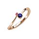 3 - Lucie 4.10 mm Bold Round Pink Tourmaline and Blue Sapphire 2 Stone Promise Ring 