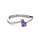 2 - Lucie 4.10 mm Bold Round Pink Tourmaline and Tanzanite 2 Stone Promise Ring 