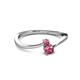 2 - Lucie 4.10 mm Bold Round Pink Tourmaline 2 Stone Promise Ring 