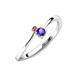 3 - Lucie 4.10 mm Bold Round Pink Tourmaline and Iolite 2 Stone Promise Ring 