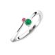 3 - Lucie 4.10 mm Bold Round Pink Tourmaline and Emerald 2 Stone Promise Ring 