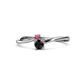 1 - Lucie 4.10 mm Bold Round Pink Tourmaline and Black Diamond 2 Stone Promise Ring 