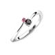 3 - Lucie 4.10 mm Bold Round Pink Tourmaline and Black Diamond 2 Stone Promise Ring 