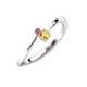 3 - Lucie 4.10 mm Bold Round Pink Tourmaline and Yellow Sapphire 2 Stone Promise Ring 