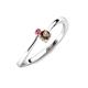 3 - Lucie 4.10 mm Bold Round Pink Tourmaline and Smoky Quartz 2 Stone Promise Ring 