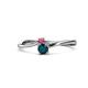 1 - Lucie 4.10 mm Bold Round Pink Tourmaline and London Blue Topaz 2 Stone Promise Ring 
