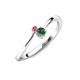 3 - Lucie 4.10 mm Bold Round Pink Tourmaline and Lab Created Alexandrite 2 Stone Promise Ring 