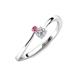 3 - Lucie 4.10 mm Bold Round Pink Tourmaline and Diamond 2 Stone Promise Ring 