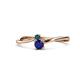 1 - Lucie 4.10 mm Bold Round London Blue Topaz and Blue Sapphire 2 Stone Promise Ring 