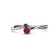 1 - Lucie 4.10 mm Bold Round London Blue Topaz and Ruby 2 Stone Promise Ring 