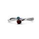 1 - Lucie 4.10 mm Bold Round London Blue Topaz and Red Garnet 2 Stone Promise Ring 