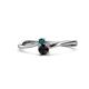 1 - Lucie 4.10 mm Bold Round London Blue Topaz and Black Diamond 2 Stone Promise Ring 