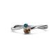 1 - Lucie 4.10 mm Bold Round London Blue Topaz and Smoky Quartz 2 Stone Promise Ring 