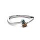 2 - Lucie 4.10 mm Bold Round London Blue Topaz and Smoky Quartz 2 Stone Promise Ring 