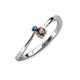 3 - Lucie 4.10 mm Bold Round London Blue Topaz and Smoky Quartz 2 Stone Promise Ring 
