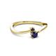 2 - Lucie 4.10 mm Bold Round Black Diamond and Blue Sapphire 2 Stone Promise Ring 
