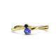 1 - Lucie 4.10 mm Bold Round Black Diamond and Tanzanite 2 Stone Promise Ring 
