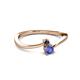 2 - Lucie 4.10 mm Bold Round Black Diamond and Tanzanite 2 Stone Promise Ring 
