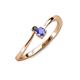 3 - Lucie 4.10 mm Bold Round Black Diamond and Tanzanite 2 Stone Promise Ring 